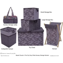 Bacati - Clouds In The City White/Gray Storage Box Large -IRIS Storage Deals Store GUEST c598866c 6246 49ec b32b 6ddcea736c5d
