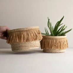 Set Of 2 Natural Woven Natural Seagrass & Faux Raffia Basket - Foreside Home & Garden -IRIS Storage Deals Store GUEST c5a6b0d8 2ee4 4b6c 8078 8ff12005ee14