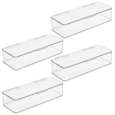 MDesign Stackable Plastic Craft, Sewing Storage Bin, Lid, - Clear 9 MDesign Stackable Plastic Craft, Sewing Storage Bin, Lid, - Clear - Image 9