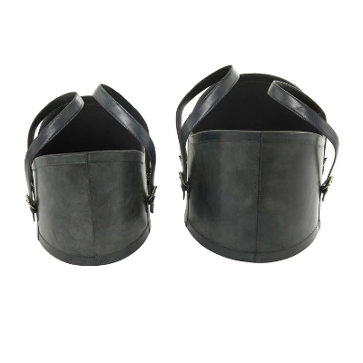 Set Of 2 Leather Storage Baskets Dark Brown - Olivia & May 5 Set Of 2 Leather Storage Baskets Dark Brown - Olivia & May - Image 5