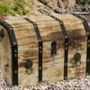 Vintiquewise Large Wooden Decorative Lion Rings Pirate Trunk With Lockable Latch And Lock