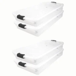 HOMZ 60 Quart Latching Underbed Durable Clear Base Storage Organizer Container Box Tote With Easy Grip Handles And Glide Wheels -IRIS Storage Deals Store GUEST c6bfb90f feae 49b7 9b80 2f35698e502c