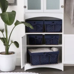 Design Imports Set Of 5 Rustic Bronze Chicken Wire French Blue Liner Baskets -IRIS Storage Deals Store GUEST c73be0fe fde0 4273 9cd3 a45b95025a00