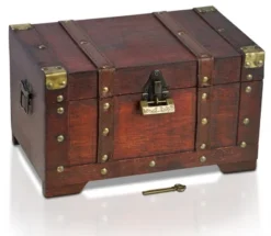 Brynnberg 11"x6.7"x6.3" Wooden Pirate Treasure Chest Storage Box - Handmade -IRIS Storage Deals Store GUEST c73ef8b5 dbed 4d93 b9ef 050bf31e2de5