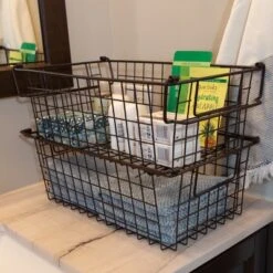 Set Of 2 Storage Bins - Basket Set For Toy, Kitchen, Closet, And Bathroom Storage - Medium Shelf Organizers With Handles By Home-Complete (Brown) -IRIS Storage Deals Store GUEST c782d820 b4cf 4038 b0cd 67ba734f4dc8