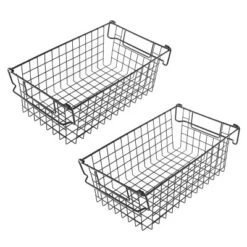 Set Of 2 Storage Bins - Basket Set For Toy, Kitchen, Closet, And Bathroom Storage - Medium Shelf Organizers With Handles By Home-Complete (Black) -IRIS Storage Deals Store GUEST c823f112 76dd 4b7f aeec de436cb50643