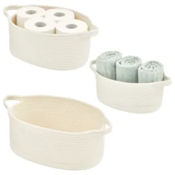 MDesign Casual Woven Cotton Rope Bathroom Basket With Handles, Set Of 3 15 MDesign Casual Woven Cotton Rope Bathroom Basket With Handles, Set Of 3 -IRIS Storage Deals Store GUEST c852c8a3 5923 40bb 9059 1a21049481fa