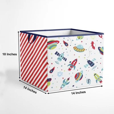 Bacati - Space Multicolor Boys Cotton Storage Box Large 3 Bacati - Space Multicolor Boys Cotton Storage Box Large - Image 3