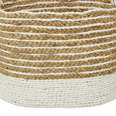 Set Of 3 Seagrass Storage Baskets Brown/White - Olivia & May 4 Set Of 3 Seagrass Storage Baskets Brown/White - Olivia & May - Image 4