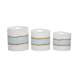 3pk Wood Coastal Storage Baskets White - Olivia & May -IRIS Storage Deals Store GUEST cc3319dc 376d 43cc a3fd 61f4ce1cd7b0