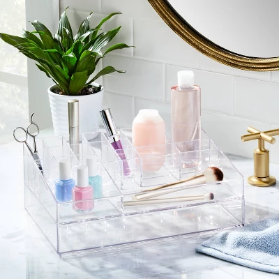 Extra Large Bathroom Plastic Tiered Cosmetic Organizer Clear - Brightroom™ 1 Extra Large Bathroom Plastic Tiered Cosmetic Organizer Clear - Brightroom™