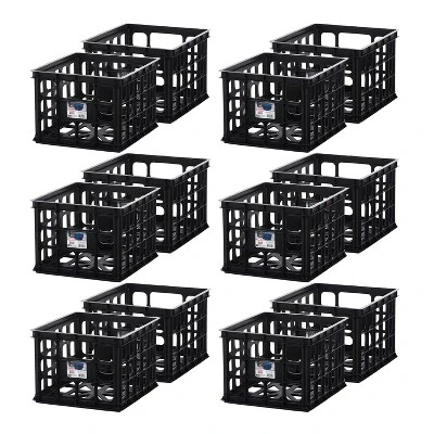 Sterilite Plastic Black Storage Box Milk Crate Containers Home 6 Sterilite Plastic Black Storage Box Milk Crate Containers Home - Image 6
