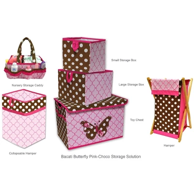 Bacati - Butterflies/Ladybugs Pink/Chocolate Storage Box Large 4 Bacati - Butterflies/Ladybugs Pink/Chocolate Storage Box Large - Image 4