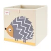 3 Sprouts Kids Childrens 13 Inch Square Felt Green Dragon Foldable Storage Cube Bin With Gray Hedgehog Fabric Storage Cube Bin