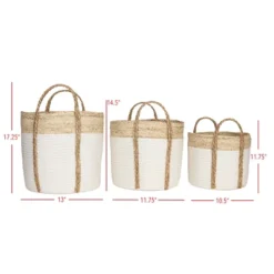 Set Of 3 Baskets White Seagrass & Cotton Rope By Foreside Home & Garden -IRIS Storage Deals Store GUEST cd7573eb 1c0c 481c 8a57 759ab521e2f5
