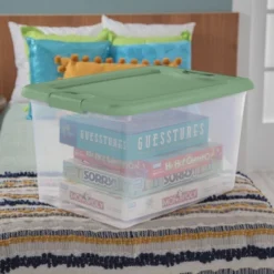 Sterilite Latching Hinged See-Through Plastic Stacking Storage Container Tote With Recessed Lids For Home Organization -IRIS Storage Deals Store GUEST cdbd7712 a410 4c08 9c10 cb6c05d8a761