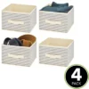MDesign Soft Fabric Closet Storage Organizer Cube Bin, 4 Pack
