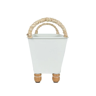 Trough Bin White Metal, Reed & Wood By Foreside Home & Garden 6 Trough Bin White Metal, Reed & Wood By Foreside Home & Garden - Image 6