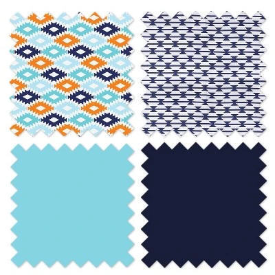 Bacati - Liam Aztec Design Aqua/Orange/Navy Storage Toy Chest 3 Bacati - Liam Aztec Design Aqua/Orange/Navy Storage Toy Chest - Image 3
