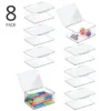MDesign Plastic Craft Room Storage Organizer Box With Hinged Lid, 8 Pack, Clear