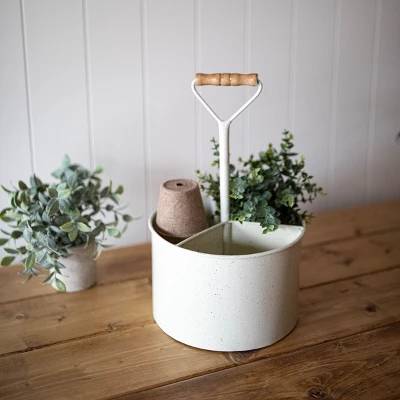 Round White Metal Caddy - Foreside Home & Garden 5 Round White Metal Caddy - Foreside Home & Garden - Image 5