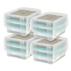 IRIS 4pk 50qt Plastic Storage Totes With Wing Lid