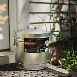 Behrens 6gal Galvanized Steel Locking Lid Storage Can Silver
