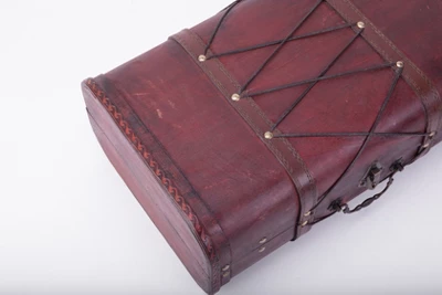 Vintiquewise Pirate Style Cherry Vintage Wooden Luggage With X Design 4 Vintiquewise Pirate Style Cherry Vintage Wooden Luggage With X Design - Image 4