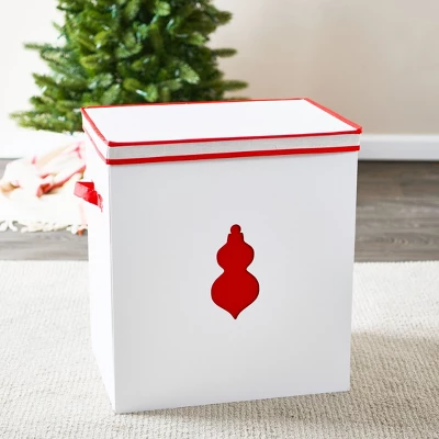 Household Essentials Ornament Storage Chest With 48 Pockets Red 4 Household Essentials Ornament Storage Chest With 48 Pockets Red - Image 4