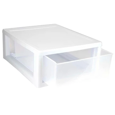 Sterilite 16 Quart Stackable Sturdy Plastic Storage Drawer Container For Home And Office Organization, Clear & White 9 Sterilite 16 Quart Stackable Sturdy Plastic Storage Drawer Container For Home And Office Organization, Clear & White - Image 9