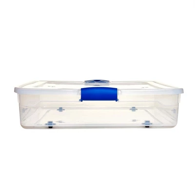Homz 56 Qt Full/Queen Underbed Clear Plastic Latching Storage Container 2 Homz 56 Qt Full/Queen Underbed Clear Plastic Latching Storage Container - Image 2