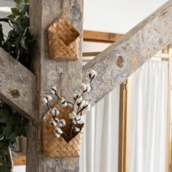 Set Of 2 Woven Wall Baskets Brown Rattan & Jute By Foreside Home & Garden