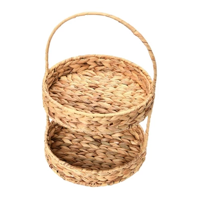 Household Essentials 2 Tier Tray Water Hyacinth 3 Household Essentials 2 Tier Tray Water Hyacinth - Image 3