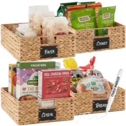 Best Choice Products Set Of 4 16x12in Woven Water Hyacinth Pantry Baskets W/ Chalkboard Label, Chalk Marker -IRIS Storage Deals Store GUEST d1745a0a 6de3 4666 bc84 749cfd084a53