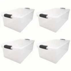 Homz Heavy Duty Modular Stackable Storage Tote Containers With Latching Lids, 66 Quart Capacity For Home, Garage, Or Office Organization -IRIS Storage Deals Store GUEST d21db118 1302 4190 a31c f549f43308a4