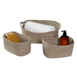 Honey-Can-Do Nested Linen Closet Totes Sand Stone