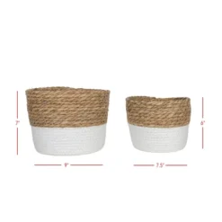 Set Of 2 Baskets White Seagrass & Rope By Foreside Home & Garden -IRIS Storage Deals Store GUEST d24d8064 f097 45d7 8144 84f00b8c3fd0