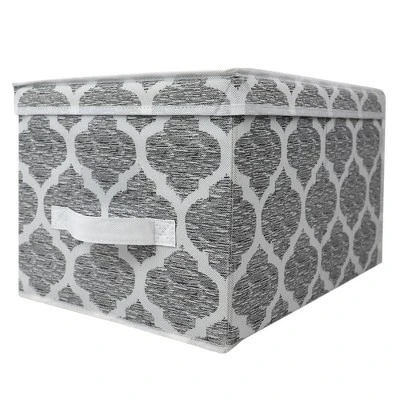 Home Basics Arabesque Large Non-Woven Storage Box With Label Window, Grey 6 Home Basics Arabesque Large Non-Woven Storage Box With Label Window, Grey - Image 6