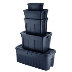 Rubbermaid Roughneck Home/Office 18 Gallon Rugged Latching Plastic Storage Tote With Lid, Dark Indigo Metallic (12 Pack) -IRIS Storage Deals Store GUEST d2556bcd d60e 4c47 8f58 1cc362bb5918
