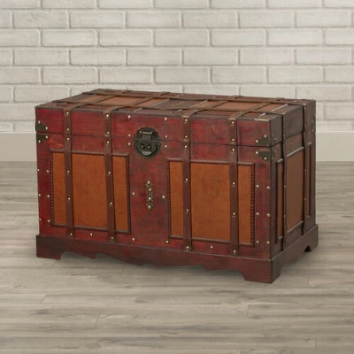 Vintiquewise Antique Style Steamer Trunk 2 Vintiquewise Antique Style Steamer Trunk - Image 2