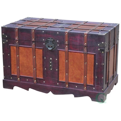 Vintiquewise Large Antique Style Steamer Trunk, Decorative Storage Box 2 Vintiquewise Large Antique Style Steamer Trunk, Decorative Storage Box - Image 2
