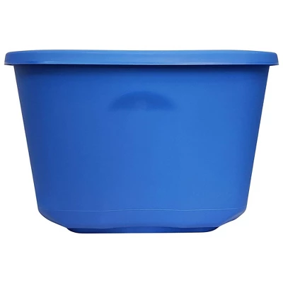 HOMZ 6610DWBLDC.04 10 Gallon Stackable And Nestable Heavy Duty Plastic Storage Container With 4 Way Handles, Capri Blue, (4 Pack) 2 HOMZ 6610DWBLDC.04 10 Gallon Stackable And Nestable Heavy Duty Plastic Storage Container With 4 Way Handles, Capri Blue, (4 Pack) - Image 2
