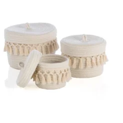 Assorted Set Of 3 Round Dharma Organizer Baskets - Off-White - Shiraleah