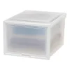 IRIS 3pk Plastic Storage Drawer Deep With Sliding Door White