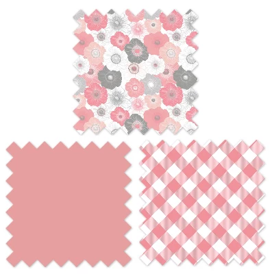 Bacati - Watercolor Floral Coral/Gray Fabric Storage Box/Tote Small 4 Bacati - Watercolor Floral Coral/Gray Fabric Storage Box/Tote Small - Image 4