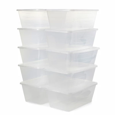 Life Story 6L Shoe And Closet Storage Box Stacking Containers, Clear (40 Pack) 1 Life Story 6L Shoe And Closet Storage Box Stacking Containers, Clear (40 Pack)