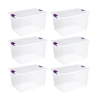 Sterilite 66 Quart Clear Latch Lid Storage Container Tote, 6 Pack, And 6 Quart Clear Latch Lid Storage Container Tote, 12 Pack For Home Organization 1 Sterilite 66 Quart Clear Latch Lid Storage Container Tote, 6 Pack, And 6 Quart Clear Latch Lid Storage Container Tote, 12 Pack For Home Organization