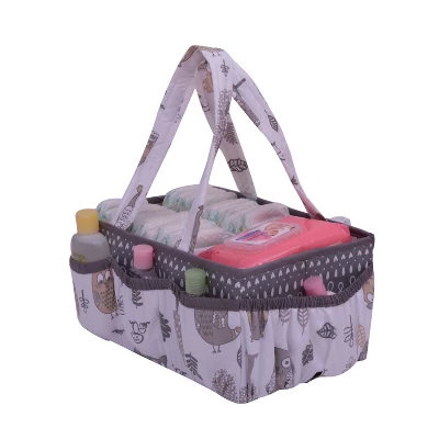 Bacati - Owls Gray/Beige Neutral Cotton Nursery Storage Caddy 2 Bacati - Owls Gray/Beige Neutral Cotton Nursery Storage Caddy - Image 2