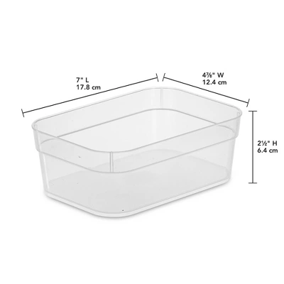 Sterilite Medium Storage Tray Containers With Sturdy Banded Rim And Textured Bottom For Desktop And Drawer Household Organization, Clear, 24 Pack 3 Sterilite Medium Storage Tray Containers With Sturdy Banded Rim And Textured Bottom For Desktop And Drawer Household Organization, Clear, 24 Pack - Image 3