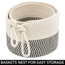 MDesign Woven Cotton Rope Bathroom Basket With Tie Handle, Set Of 2 -IRIS Storage Deals Store GUEST d43189ed 6240 478b 9e24 6463620ff8c6